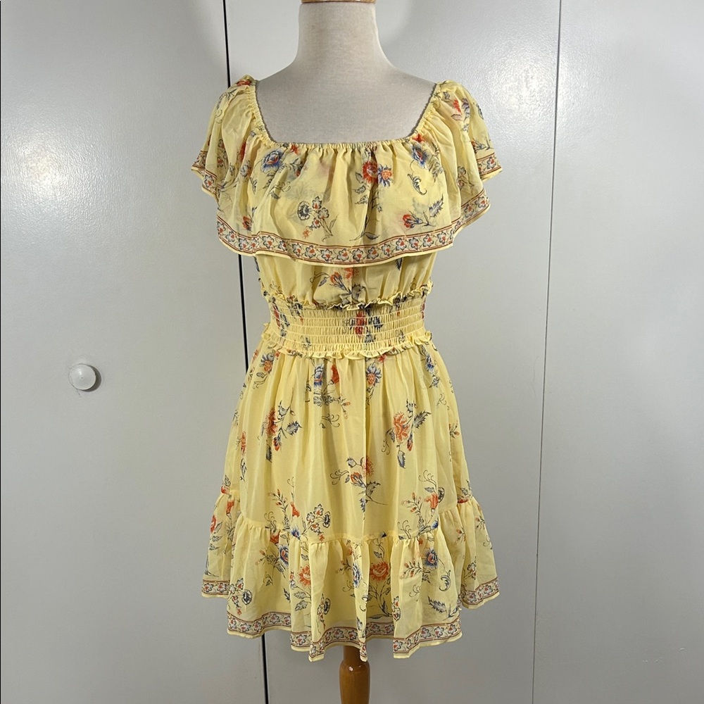 NWT Floral Yellow Ruffle Dress Max Studio